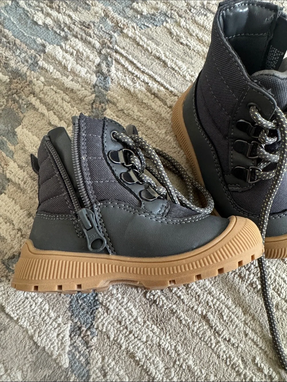 Cat & Jack Black Kids High-Top Boots with Tan Sole